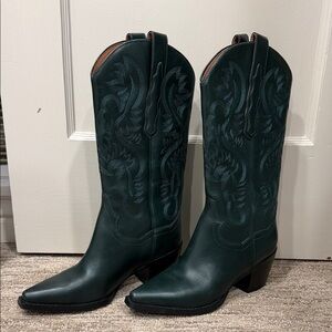 Jeffrey Campbell Dark Green Dagget Cowboy Boots